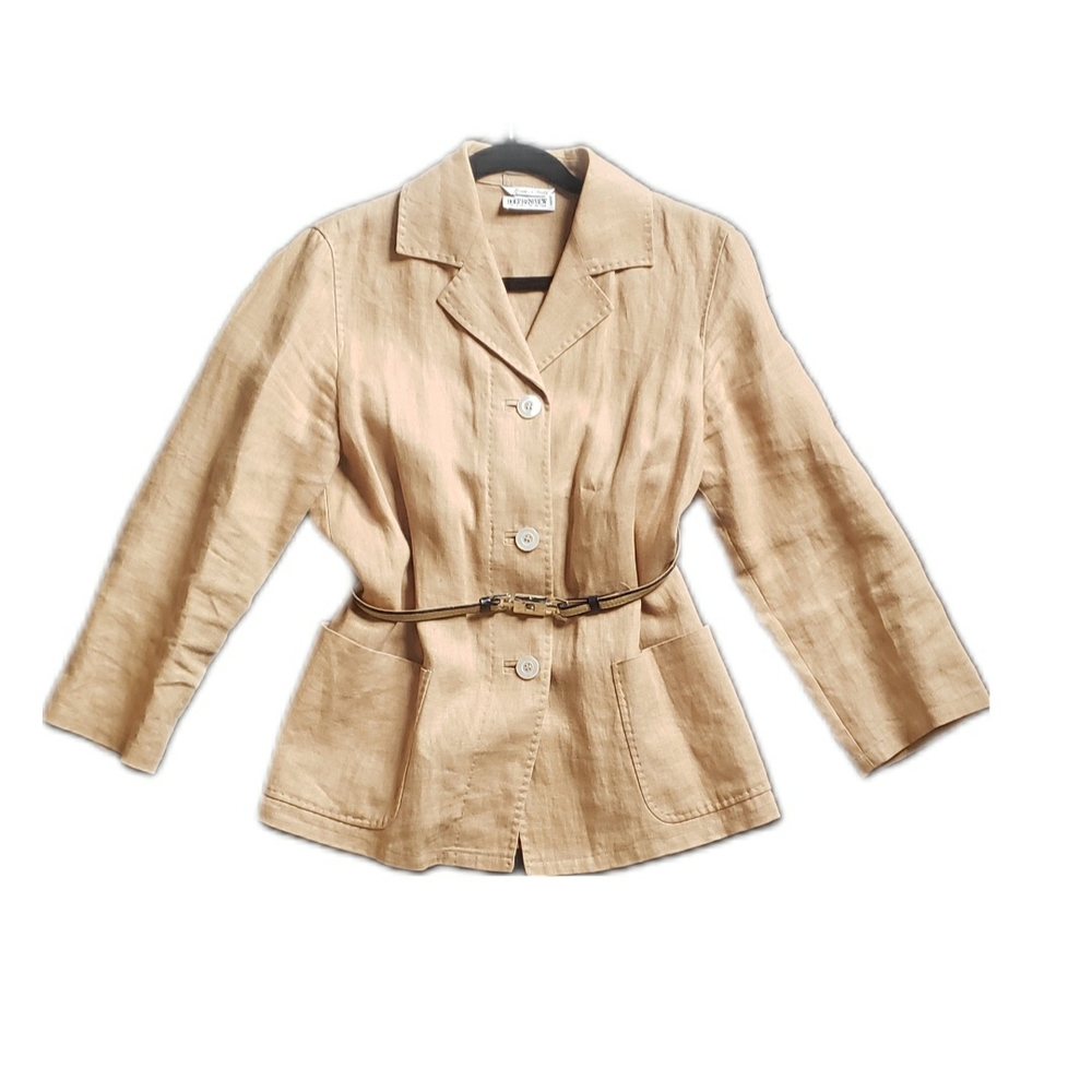 MaxMara Tan Brown Linen Blazer / Jacket - Vintage Holt Renfrew